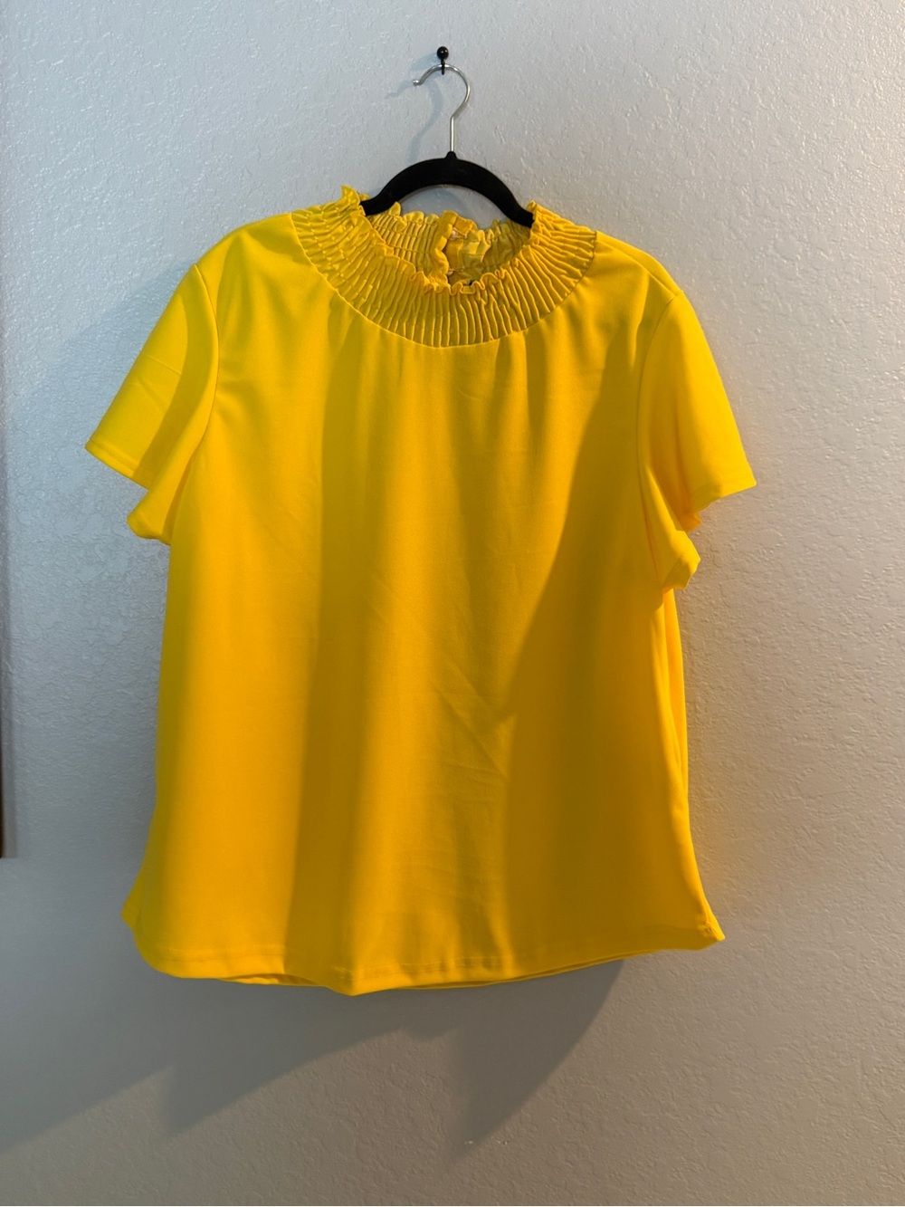 Love Bright Yellow Smocked-Ruffle Short Sleeve Blouse